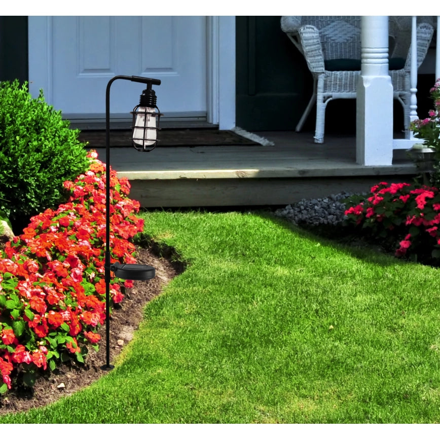 Solar Vintage Cage Light Stake