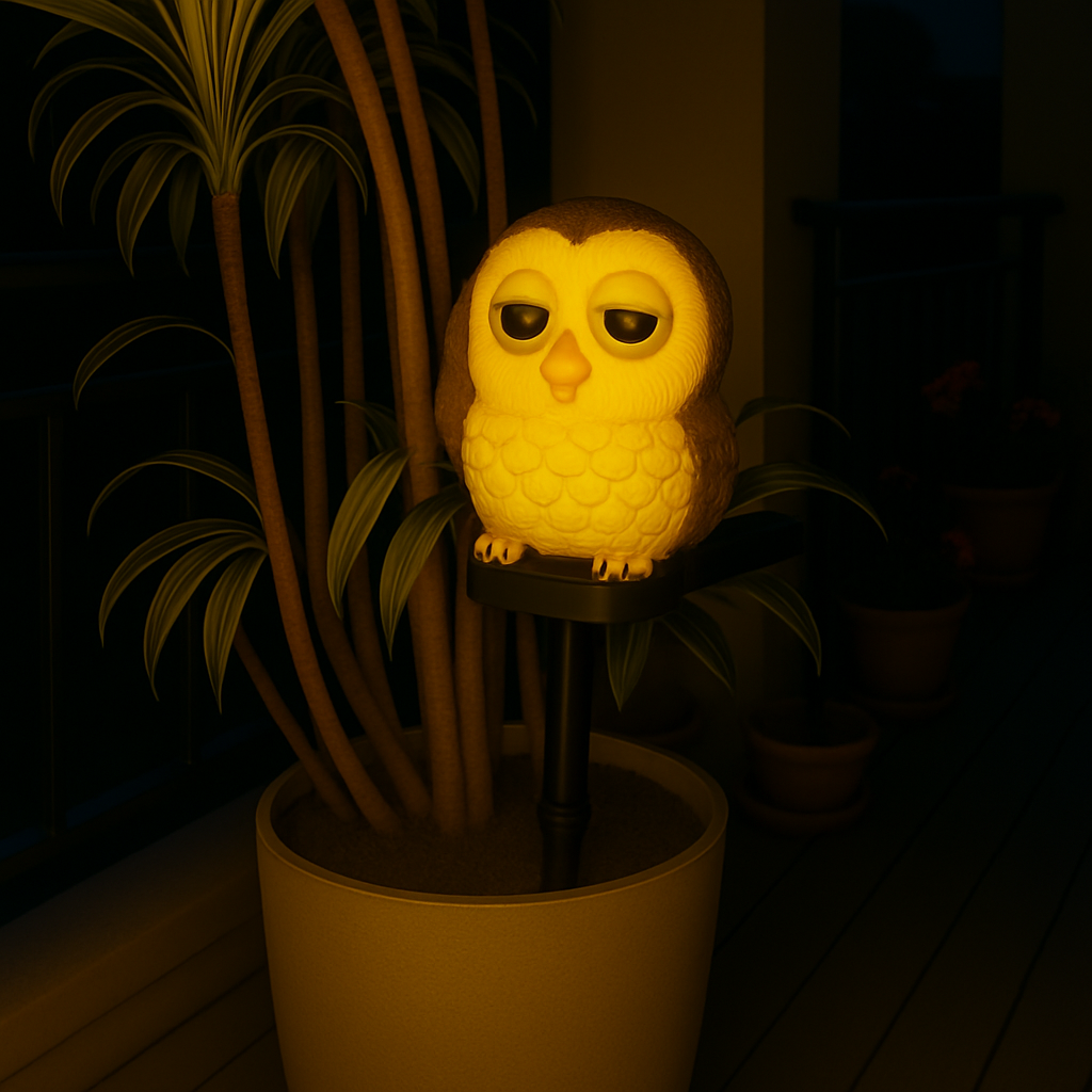 Solar Black Owl Light