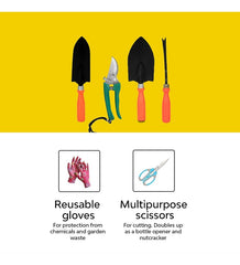 Gardening Tools Kit - 10 Pcs (Cultivator, Fork, Trowels, Weeder, Garden Gloves, a Toolbox, Pruner Cutter, Scissors) | Garden Tool Kit for Home Gardens