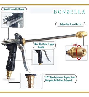 Nozzle Water Spray Gun Tool, Car Wash Nozzle, High Pressure Nozzle Spray Water Gun, Water Jet Hose Nozzles Pipe For Gardening, Bike,Car Wash,Window Cleaning - SuperbKishan