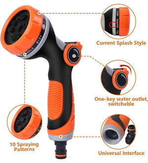 Multi-Function Garden Hose Spray Gun tool with 10 Patterns - High Pressure Watering Gun for Watering Plants, Car, Pet, Cleaning Sidewalks, Gardens, Home - SuperbKishan