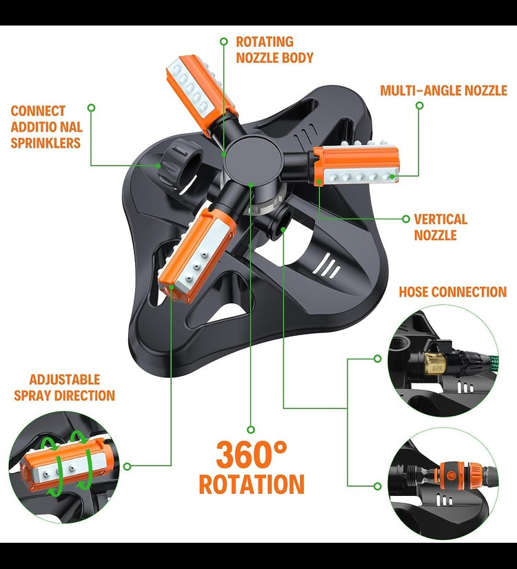 Lawn garden sprinkler automatic 360 degree rotating irrigation grass water sprinkler system spray nozzles tool