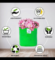 Plastic Grow Bag, Green And Orange, 9 X 9 Inch, Pack Of 10