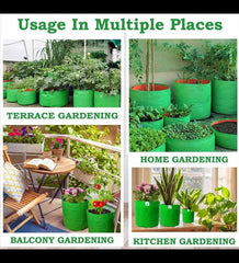 Plastic Grow Bag, Green And Orange, 12 X 12 Inch, Pack Of 10