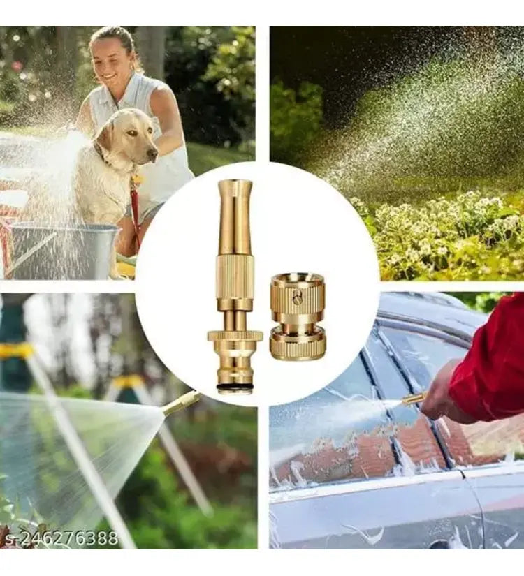 Pure-BRASS Water Spray tool Nozzle 1/2, Strong UNI-BODY, Adjustable Spray, Connects to Hose Pipe, For Garden-Car-Pets-Window-Washing, Jet Spray, High Pressure - SuperbKishan