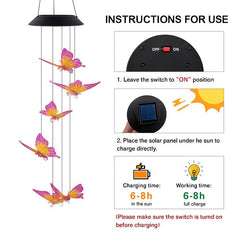 Butterfly LED Solar Lights | Color-Changing wind chimes