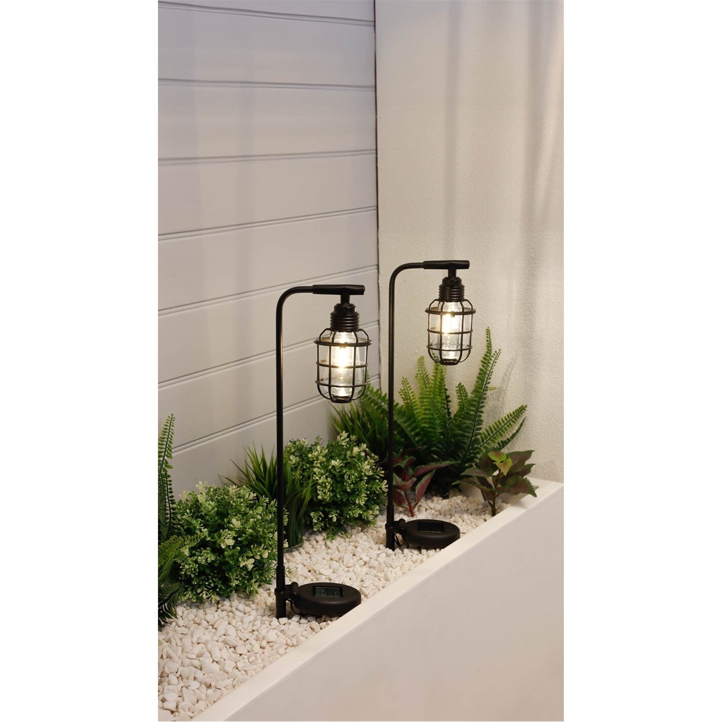 Solar Vintage Cage Light Stake