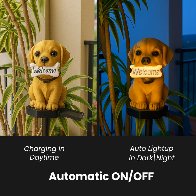 Solar Welcome Puppy Light