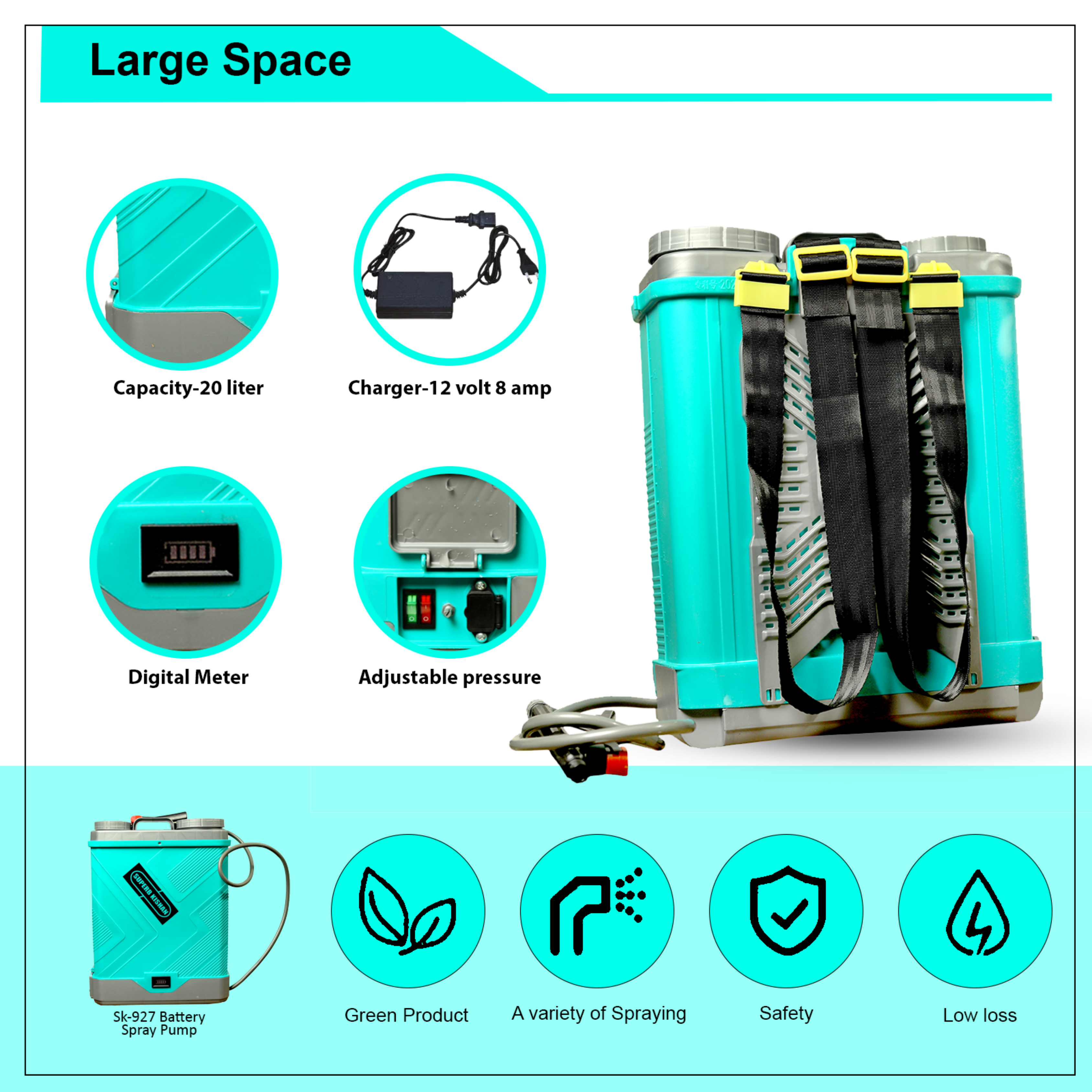 SUPERB KISHAN Simplify Farming Knapsack/Backpack Battery Operated With Mixer  20 Liter Garden Sprayer Sk-927