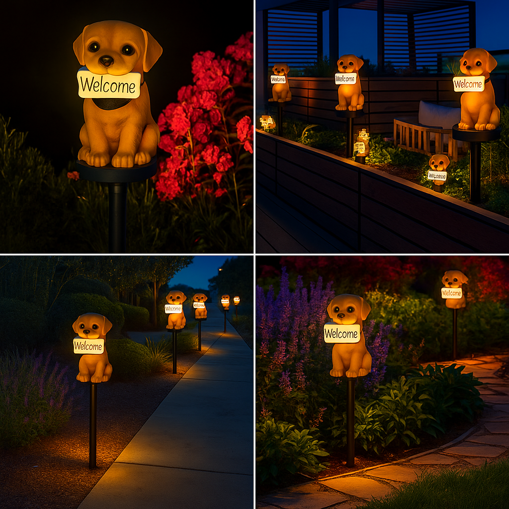 Solar Welcome Puppy Light