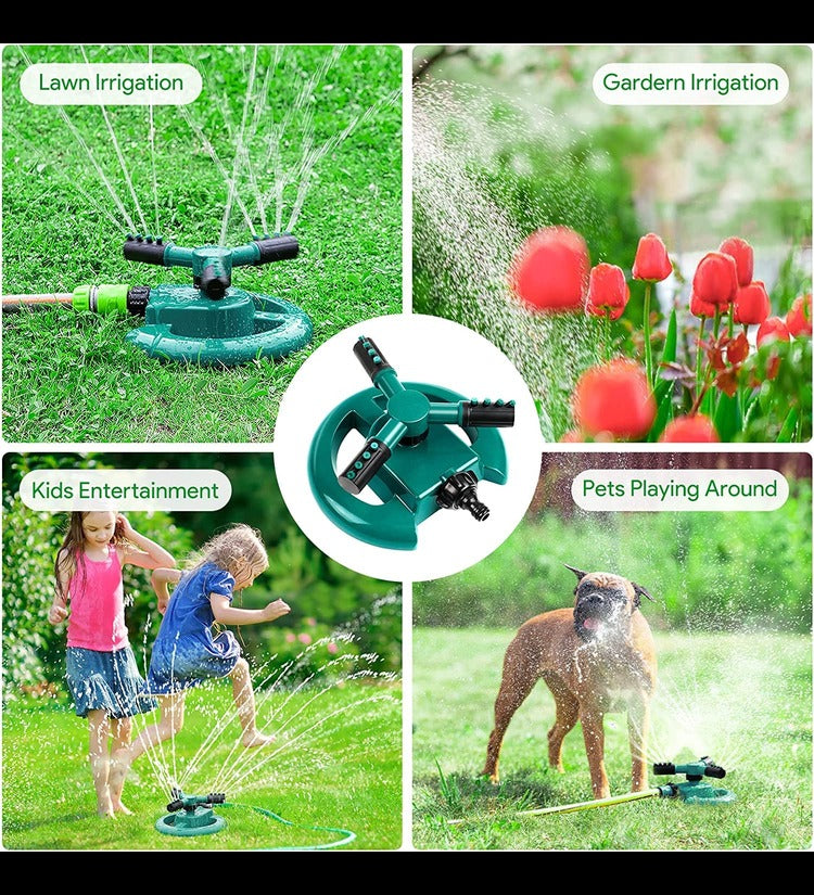 Garden Sprinkler-Automatic Lawn Water Sprinklers for Yard 360 Degree 3- Arm Rotating Sprinkler System (Multi) Garden Tool - SuperbKishan