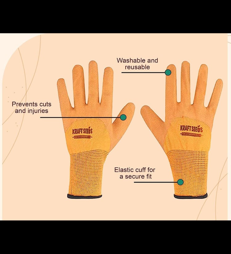 Gardening Gloves (2 Pairs, Free Size) | Washable Gardening Hand Gloves | Soft and Reusable Gloves for Gardening Enthusiasts | Heavy Duty Gardening Gloves for Home Garden | Rubber Gloves