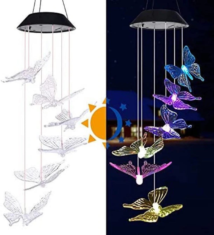 Outdoor Garden Lighting Solar Color-Changing wind chime LED Solar Butterfly Wind Chimes Color Changing Waterproof Garden Lights - SuperbKishan
