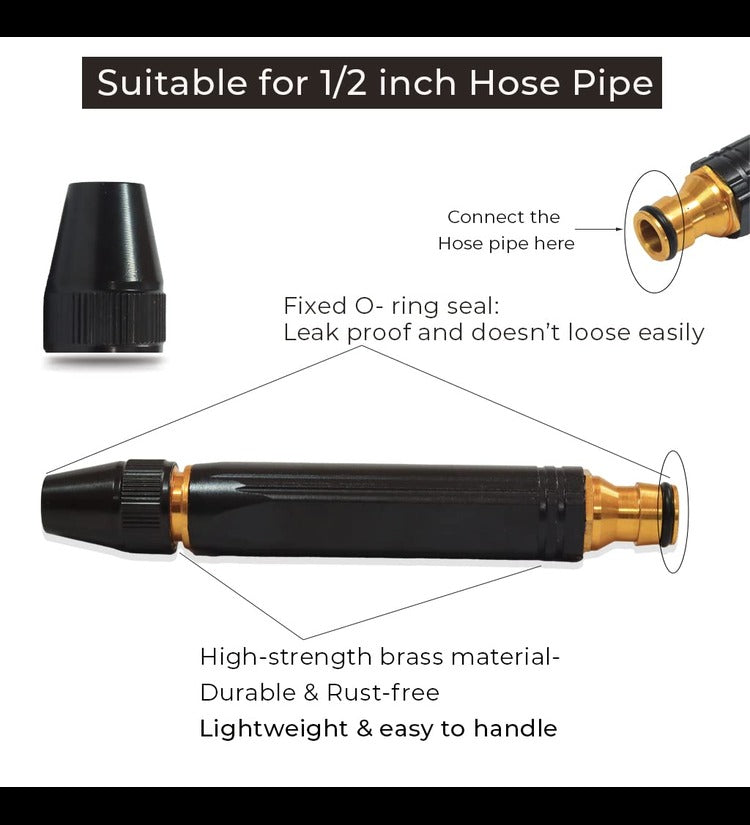 High-Pressure Water Hose Nozzle tool for Car, Pet, and Garden 3 Adjustable Spray Patterns (1)
