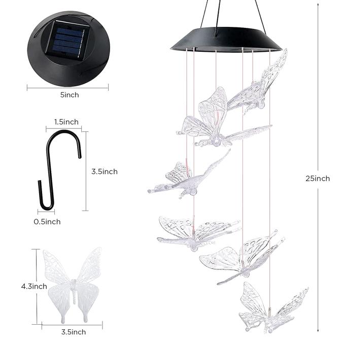 Butterfly LED Solar Lights | Color-Changing wind chimes