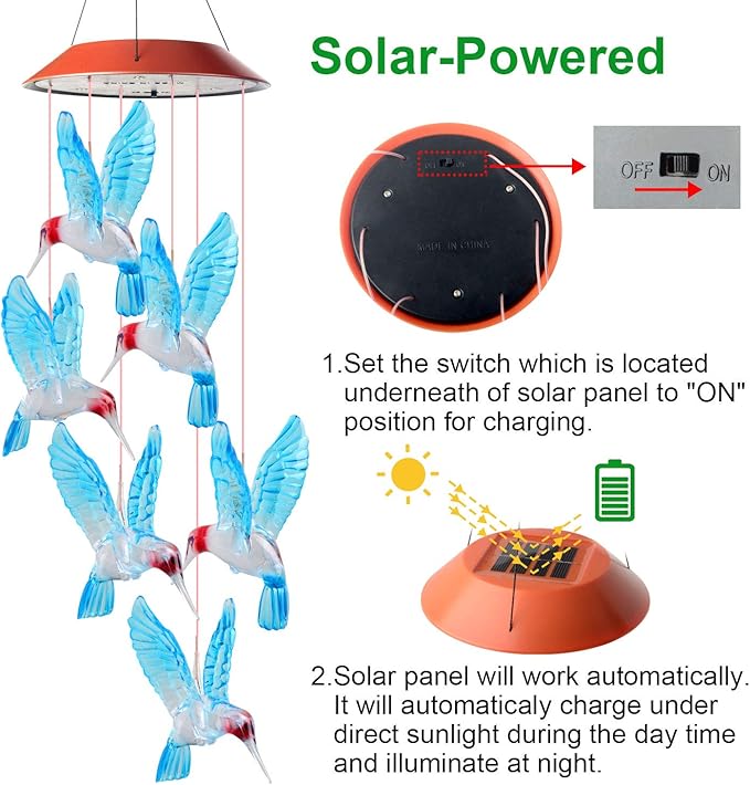 Fairy LED Solar Lights | Color-Changing wind chimes
